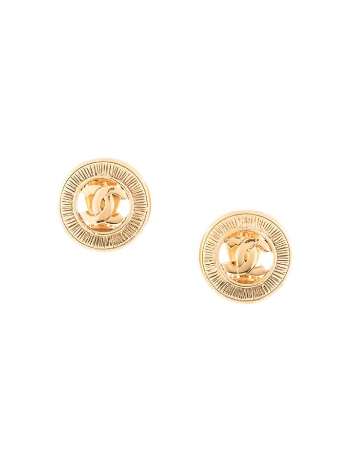Chanel Pre-owned Round Cc Cutout Earrings - Gold