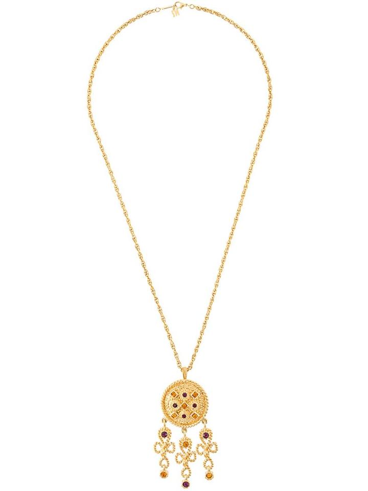 Nina Ricci Vintage Stone Pendant Necklace, Women's, Metallic