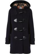 Burberry Wool Blend Duffle Coat - Blue