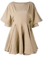 J.w.anderson - Pleated Trim Dress - Women - Linen/flax - 10, Nude/neutrals, Linen/flax