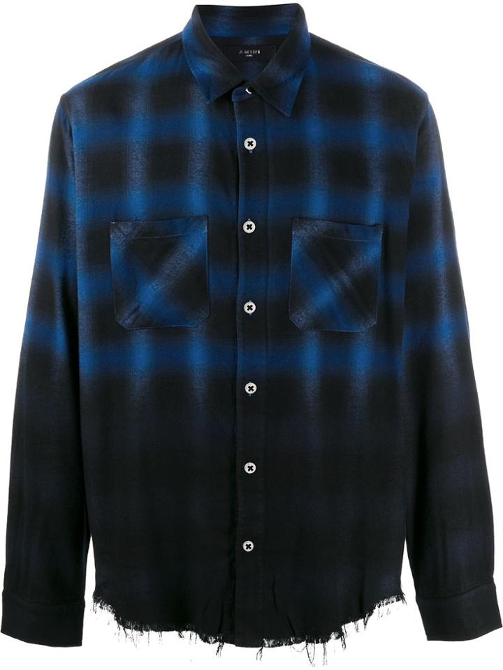Amiri Distressed Check Shirt - Black