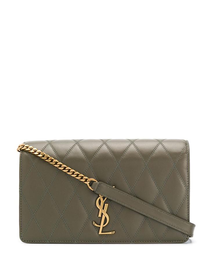 Saint Laurent Quilted-effect Cross Body Bag - Green