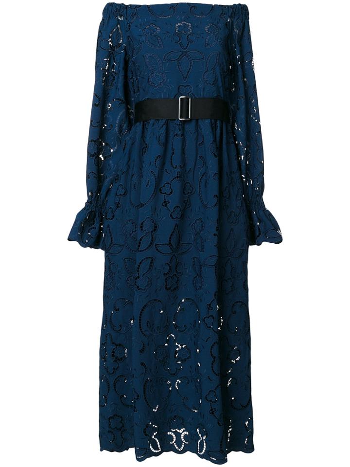 Perseverance London Embroidered Cut-out Dress - Blue