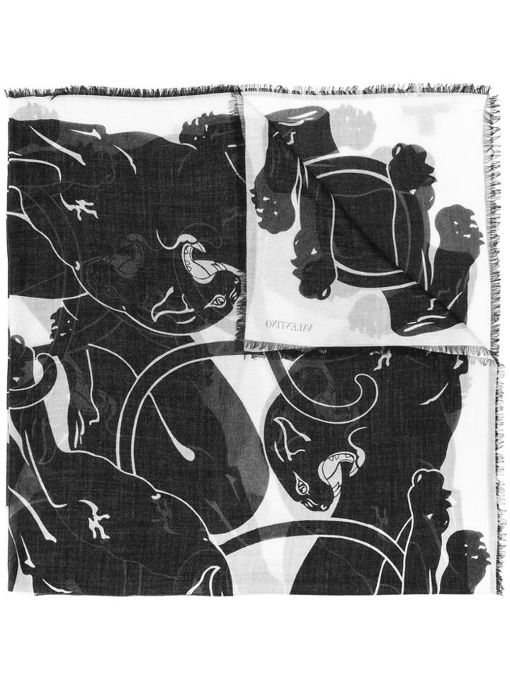Valentino Panther Print Scarf - Black