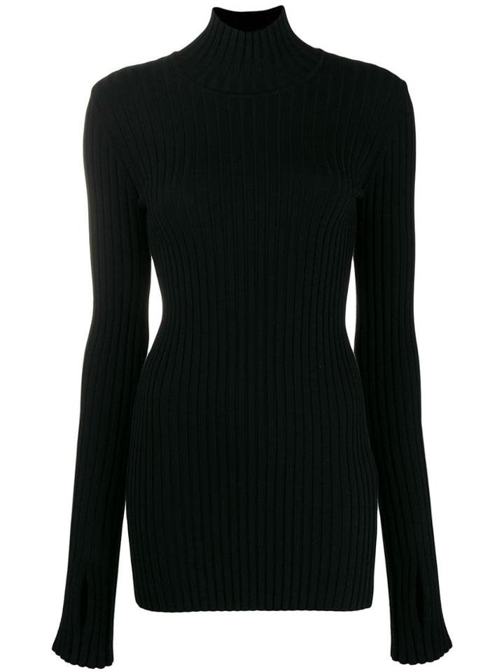 Paco Rabanne Ribbed High-neck Sweater - Black