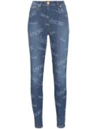 Versace All-over Logo Print Skinny Jeans - Blue