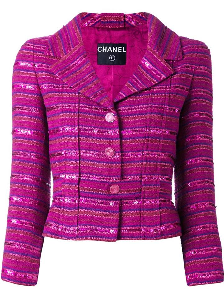 Chanel Vintage Sequin Embellished Striped Blazer