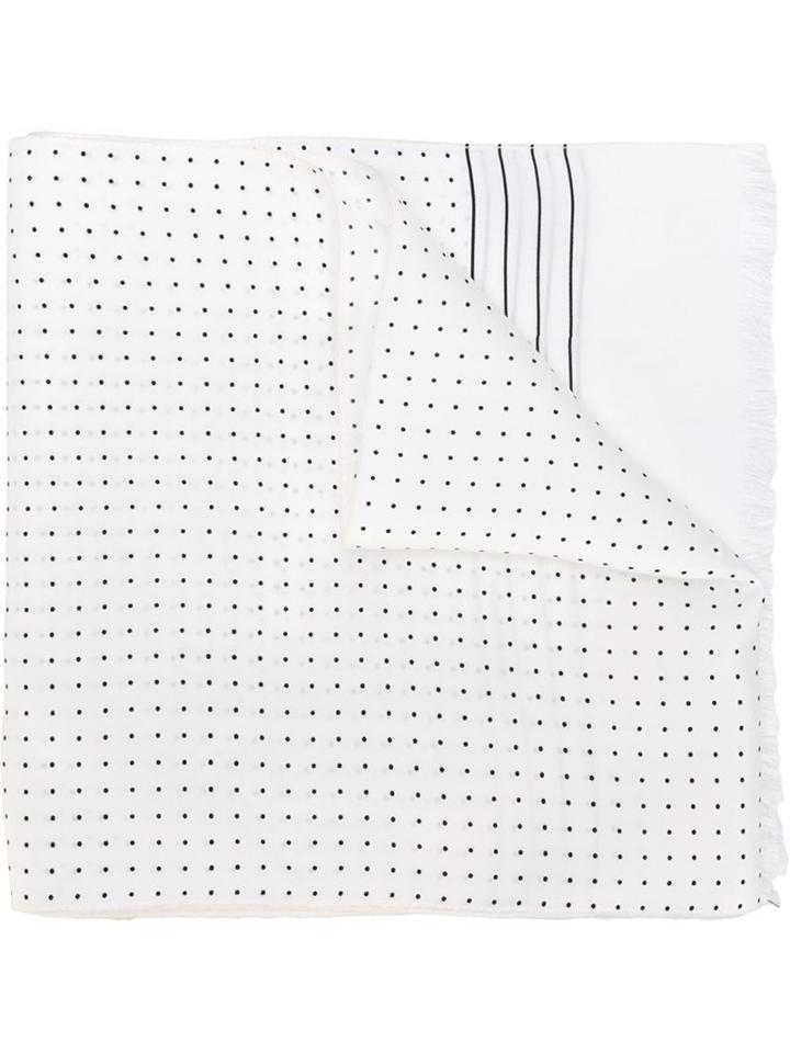 Dolce & Gabbana Polka Dot Scarf, Men's, White, Silk