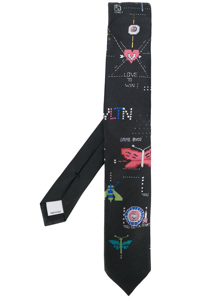 Valentino Video Game Jacquard Tie - Black