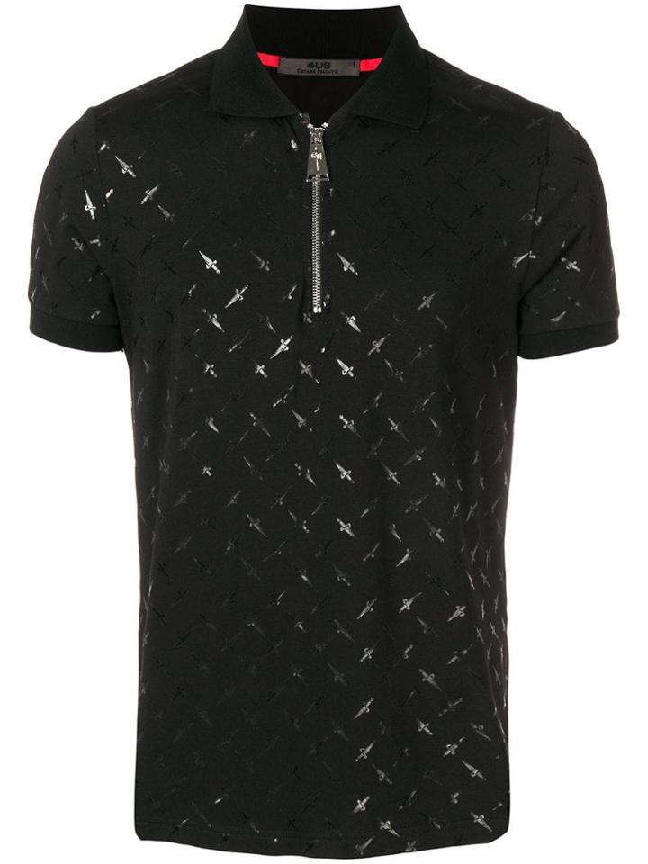 Cesare Paciotti 4us Zipped Polo Shirt - Black
