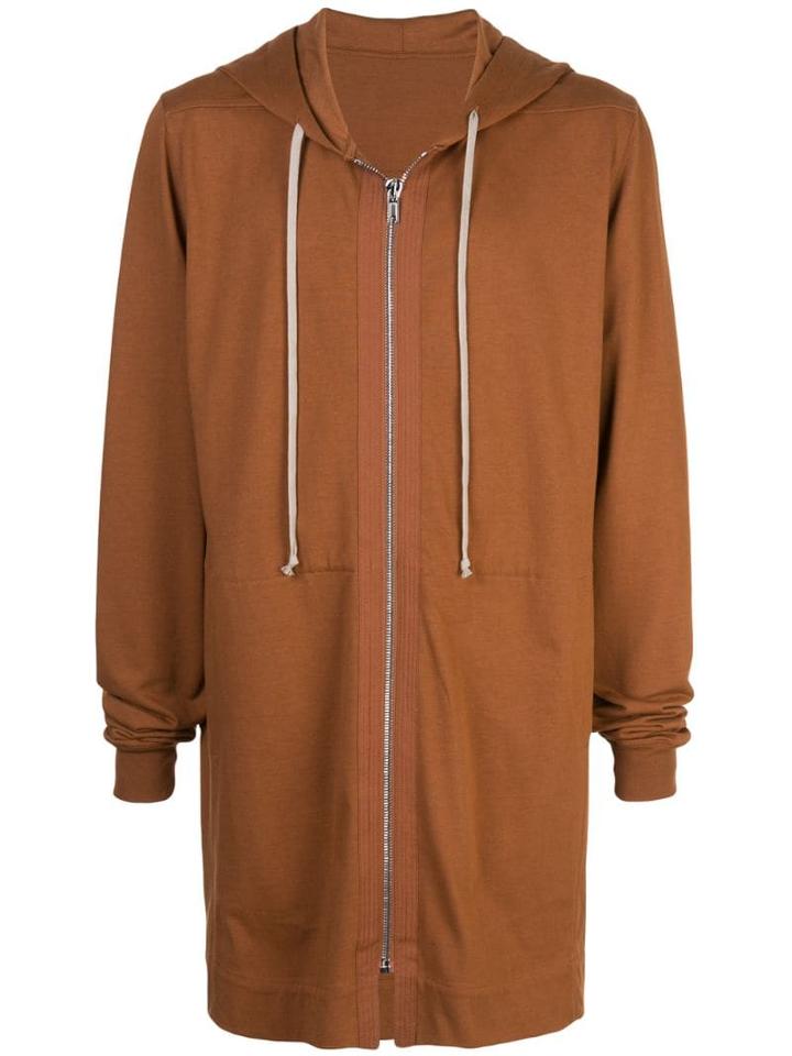 Rick Owens Longline Zip Front Hoodie - Brown