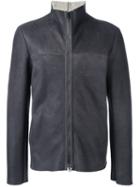 Salvatore Santoro Funnel Neck Zip Jacket, Men's, Size: 50, Grey, Leather