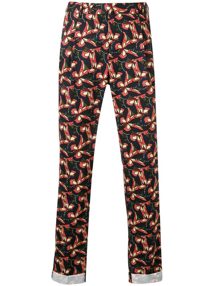 Pt01 Butterfly Print Trousers - Blue