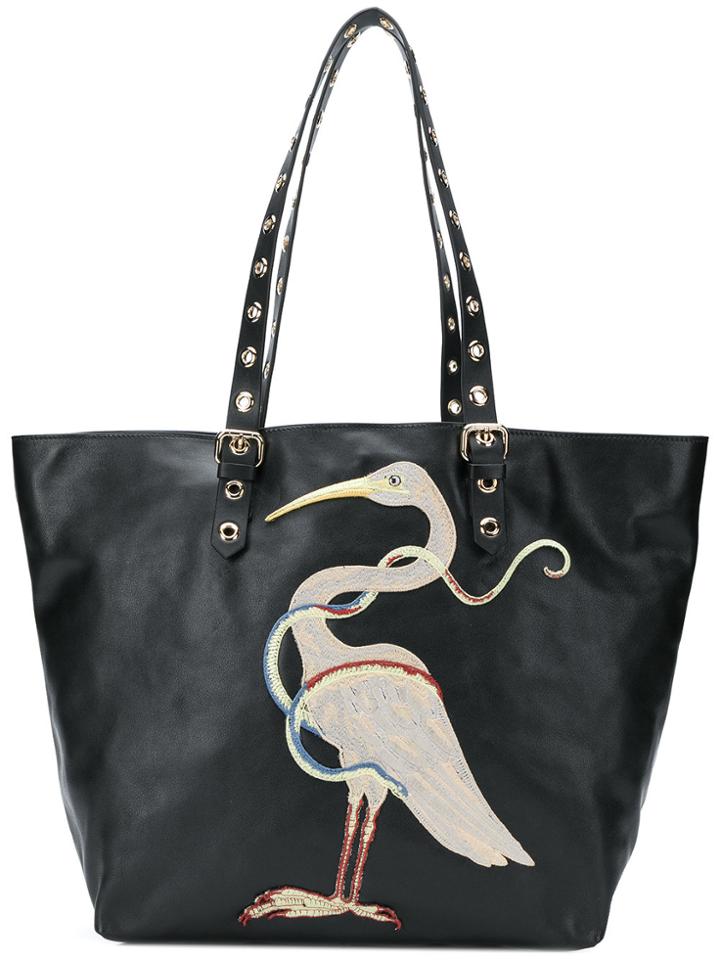 Red Valentino Embroidered Oversized Tote - Black