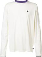 Stussy Contrast Trim Longsleeved T-shirt, Men's, Size: Large, White, Cotton