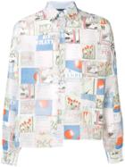 Martine Rose Printed Asymmetric Shirt - Blue