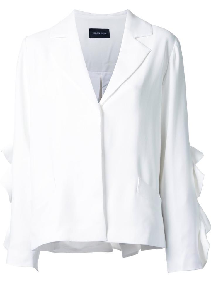 Elaidi Ruffled Sleeves Jacket, Women's, Size: 46, White, Polyester