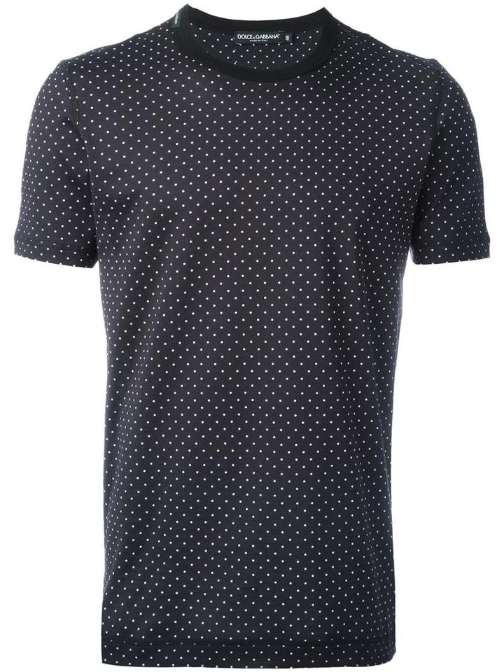 Dolce & Gabbana Dot Print T-shirt, Men's, Size: 50, Black, Cotton