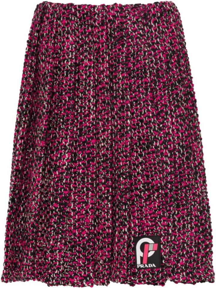 Prada Pleated Knickerbocker Fabric Skirt - Pink