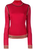 Fendi Ff Logo Trim Sweater - Red