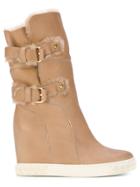 Casadei Buckle Strapped Snow Boots - Nude & Neutrals