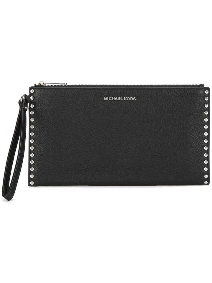 Michael Michael Kors Large 'astor' Studded Wristlet, Women's, Black
