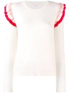 Chinti & Parker Colour-block Ruffle Sweater - White