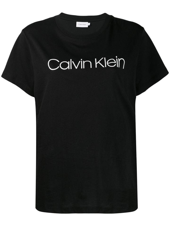 Calvin Klein Logo Print Crew Neck T-shirt - Black