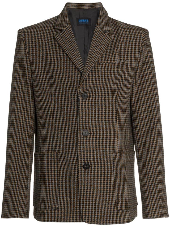 Charm's Checked Single Breasted Blazer - Brown