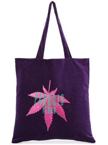 3.paradis Printed Leaf Tote Bag - Pink & Purple