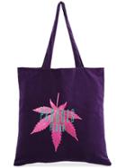 3.paradis Printed Leaf Tote Bag - Pink & Purple