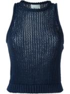 3.1 Phillip Lim Chunky Knit Tank Top, Women's, Size: Medium, Blue, Cotton/polyamide
