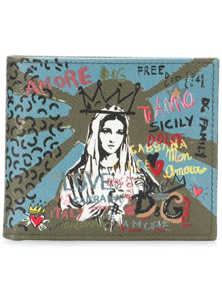 Dolce & Gabbana Madonna Print Wallet - Green