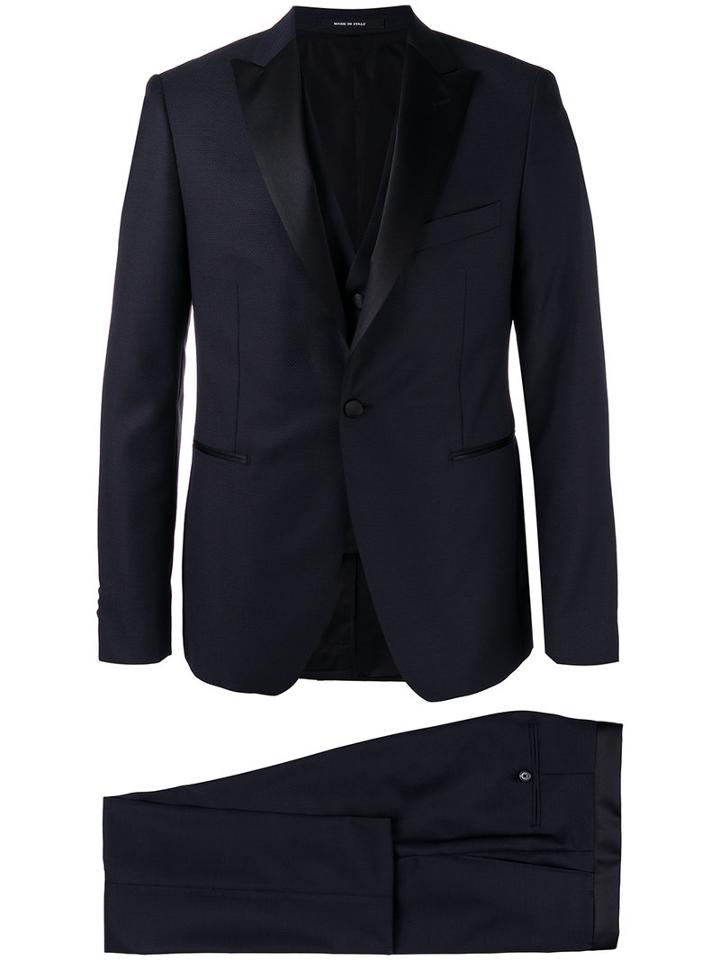 Tagliatore - Contrast Lapel Suit - Men - Cupro/virgin Wool - 52, Blue, Cupro/virgin Wool