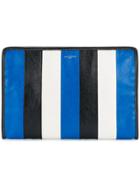Balenciaga Bazar Striped Pouch - Blue
