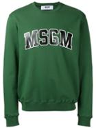 Msgm Sweatshirt With Collegiate Branding, Men's, Size: Medium, Green, Cotton
