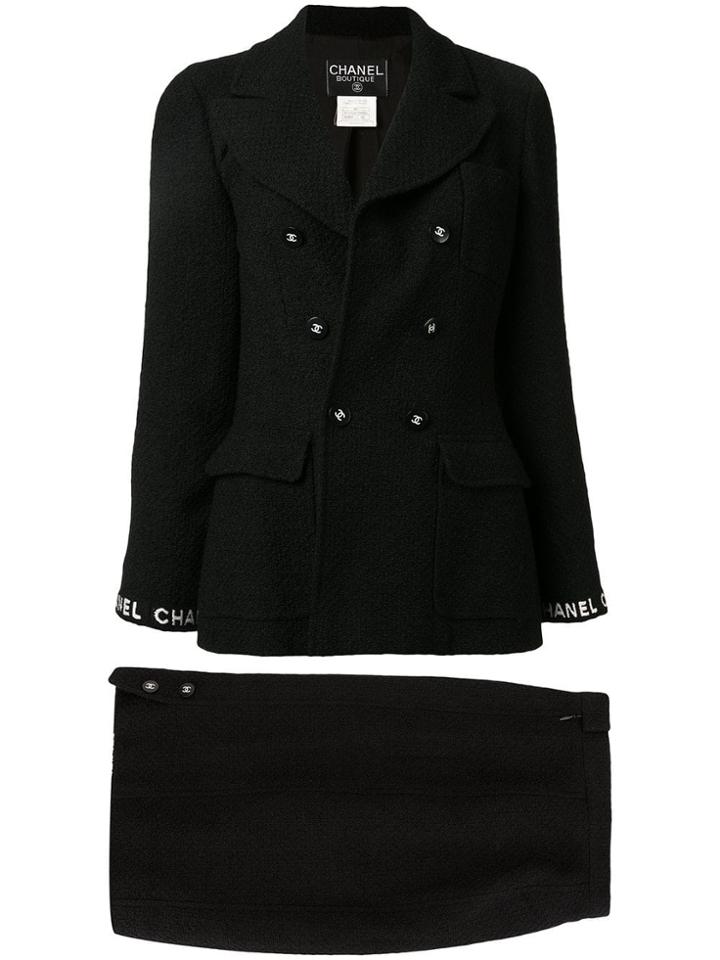 Chanel Pre-owned Set Up Suit Jacket Skirt - Black