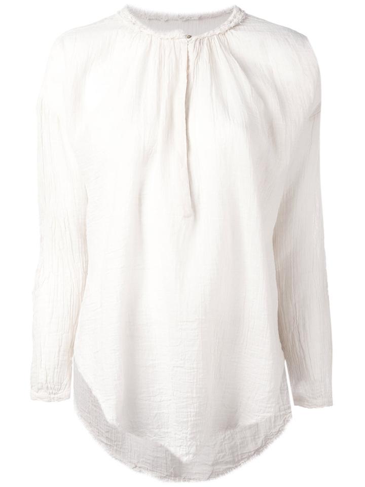 Raquel Allegra Raw Edge Peasant Top, Women's, Size: 1, White, Cotton