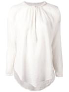Raquel Allegra Raw Edge Peasant Top, Women's, Size: 1, White, Cotton