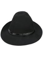 Yohji Yamamoto Fedora Hat, Men's, Black, Leather/wool