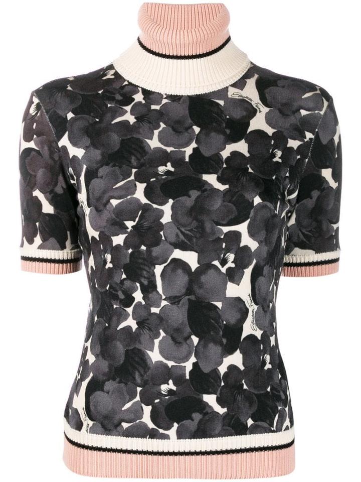 Elisabetta Franchi Floral-print Short Sleeve Jumper - Grey