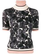 Elisabetta Franchi Floral-print Short Sleeve Jumper - Grey