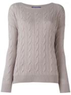 Ralph Lauren Cable Knit Sweater, Women's, Size: Large, Pink/purple, Nylon/cashmere