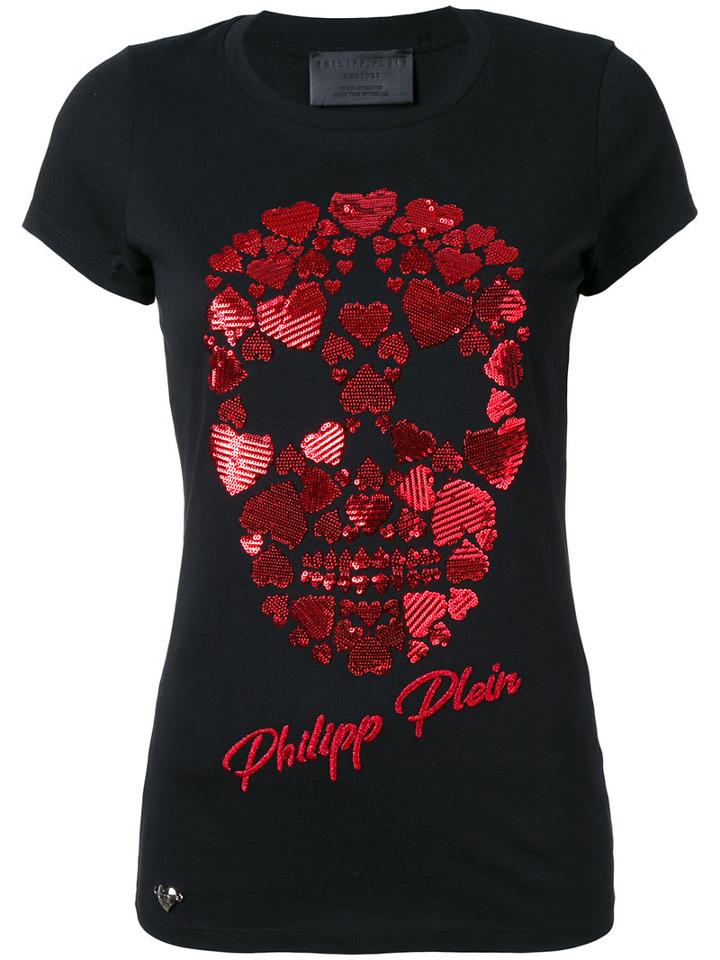Philipp Plein - Sequin Skull T-shirt - Women - Cotton/polyester - S, Black, Cotton/polyester