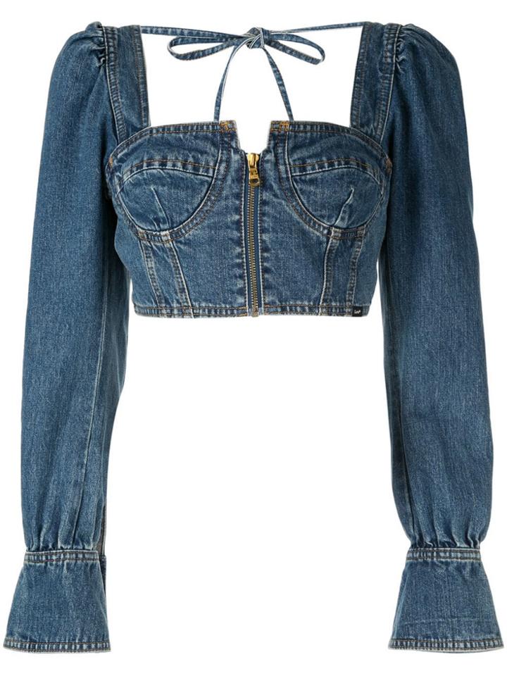 Self-portrait Denim Bustier Top - Blue