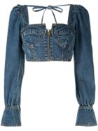 Self-portrait Denim Bustier Top - Blue