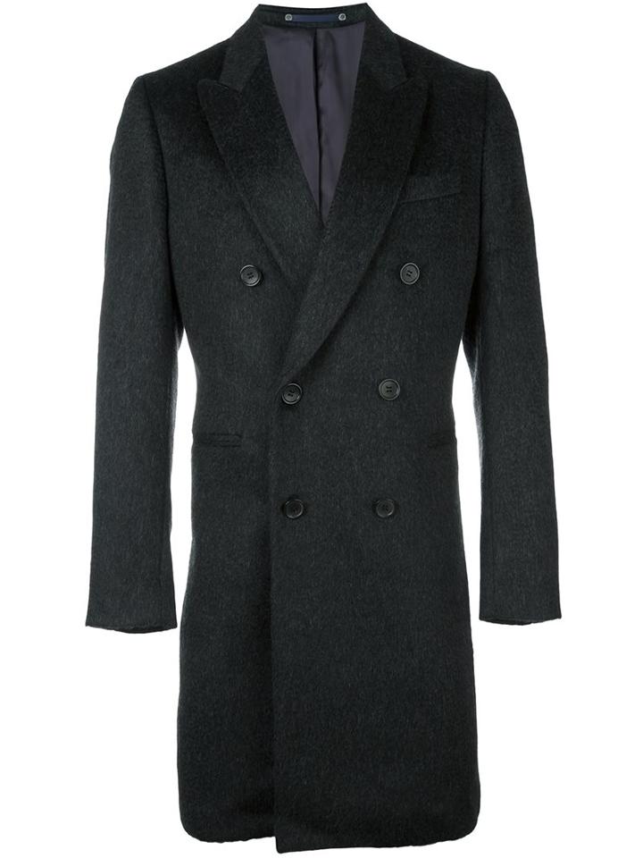 Ps By Paul Smith Double Breasted Coat, Men's, Size: Xl, Grey, Nylon/viscose/mohair/wool