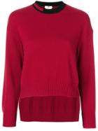 Fendi Ribbed High To Low Crew Neck Jumper - Red