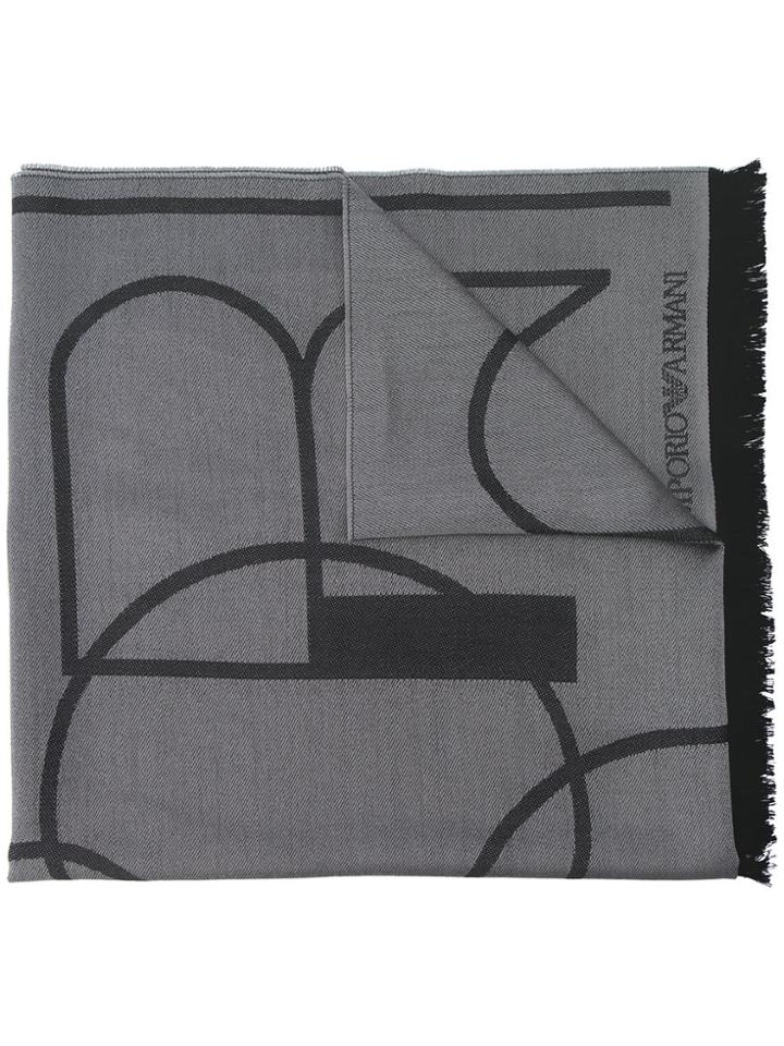 Emporio Armani All Over Logo Print Scarf - Grey