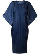 Veronique Branquinho Oversized Pleated Dress, Women's, Size: 44, Blue, Polyester/cotton